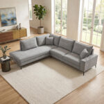 Right corner sofa Zenqua grey fabric 291x233x90cm