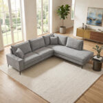 Left corner sofa Zenqua grey fabric 291x233x90cm