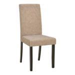 Chair Zeben antique beige fabric with black color rubberwood leg 43.5x55.5x93.5cm