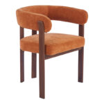 Armchair Erebus fabric in terracotta color with walnut metal leg 64x55x76.5cm