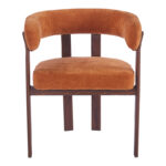 Armchair Erebus fabric in terracotta color with walnut metal leg 64x55x76.5cm - Image 4