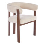 Armchair Erebus beige fabric with walnut metal leg 64x55x76.5cm
