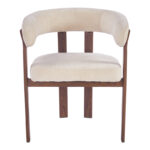 Armchair Erebus beige fabric with walnut metal leg 64x55x76.5cm - Слика 4
