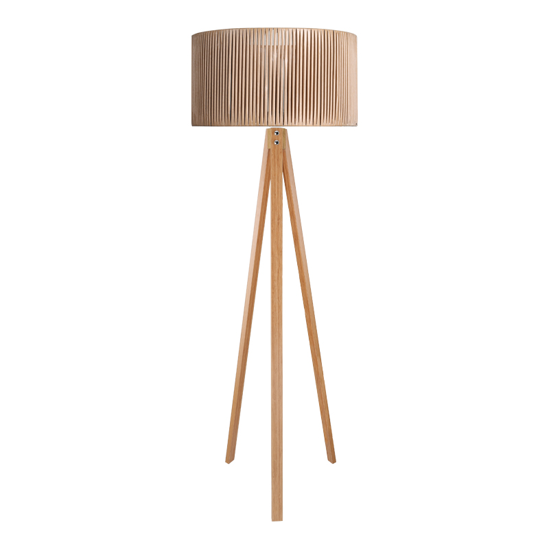 147-000217 Floor lamp Karnia E27 MDF in natural shade Φ45x155cm - Слика 1