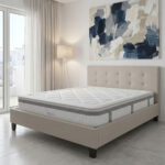 Bed with mattress Mago-Utopia ecru fabric 150x200cm
