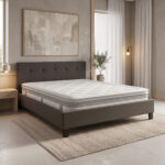 Bed with mattress Mago-Utopia anthracite fabric 150x200cm