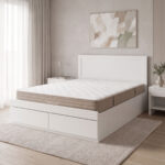 Bed with drawer and mattress Olympus-Nemesis white 150x200cm