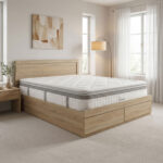 Olympus Utopia bed with mattress Pakoworld with drawer sonoma 160x200cm