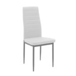 Dining Set with Parker white Chairs and Antoro Table glass with chrome base Φ100x75cm Set 5pcs - Image 5