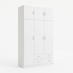 Three door wardrobe with overhead storage Alvia white 150x51x240cm - Слика 3