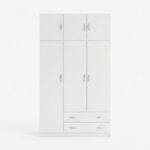 Three door wardrobe with overhead storage Alvia white 150x51x240cm - Слика 4