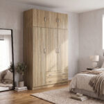 Three door wardrobe with overhead storage Alvia sonoma 150x51x240cm
