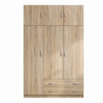 Three door wardrobe with overhead storage Alvia sonoma 150x51x240cm - Слика 4
