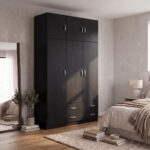 Three door wardrobe with overhead storage Alvia wenge 150x51x240cm