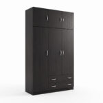 Three door wardrobe with overhead storage Alvia wenge 150x51x240cm - Слика 3