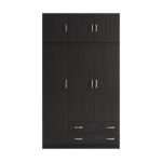 Three door wardrobe with overhead storage Alvia wenge 150x51x240cm - Слика 4