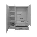 Three door wardrobe with overhead storage Alvia wenge 150x51x240cm - Слика 6
