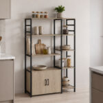 Floor shelf Ranea sonoma-black 85x32x150cm