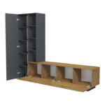 Tv unit Tilveo oak-anthracite 230x41.5x180cm - Слика 2