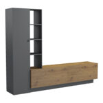 Tv unit Tilveo oak-anthracite 230x41.5x180cm - Слика 3