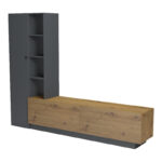 Tv unit Tilveo oak-anthracite 230x41.5x180cm - Слика 5