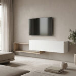 Wall mounted Tv stand Olande sonoma-white 210x35x48cm