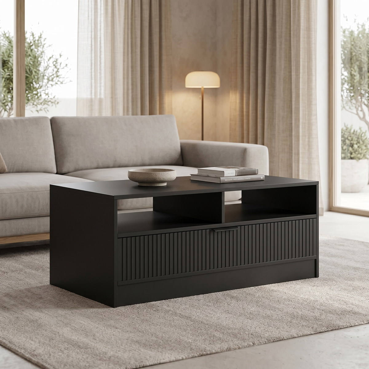 230-000290 Coffee table Lemardo black 100x50x40cm - Слика 1