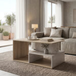 Coffee table Kelena sonoma-beige marble look 90x51x43cm
