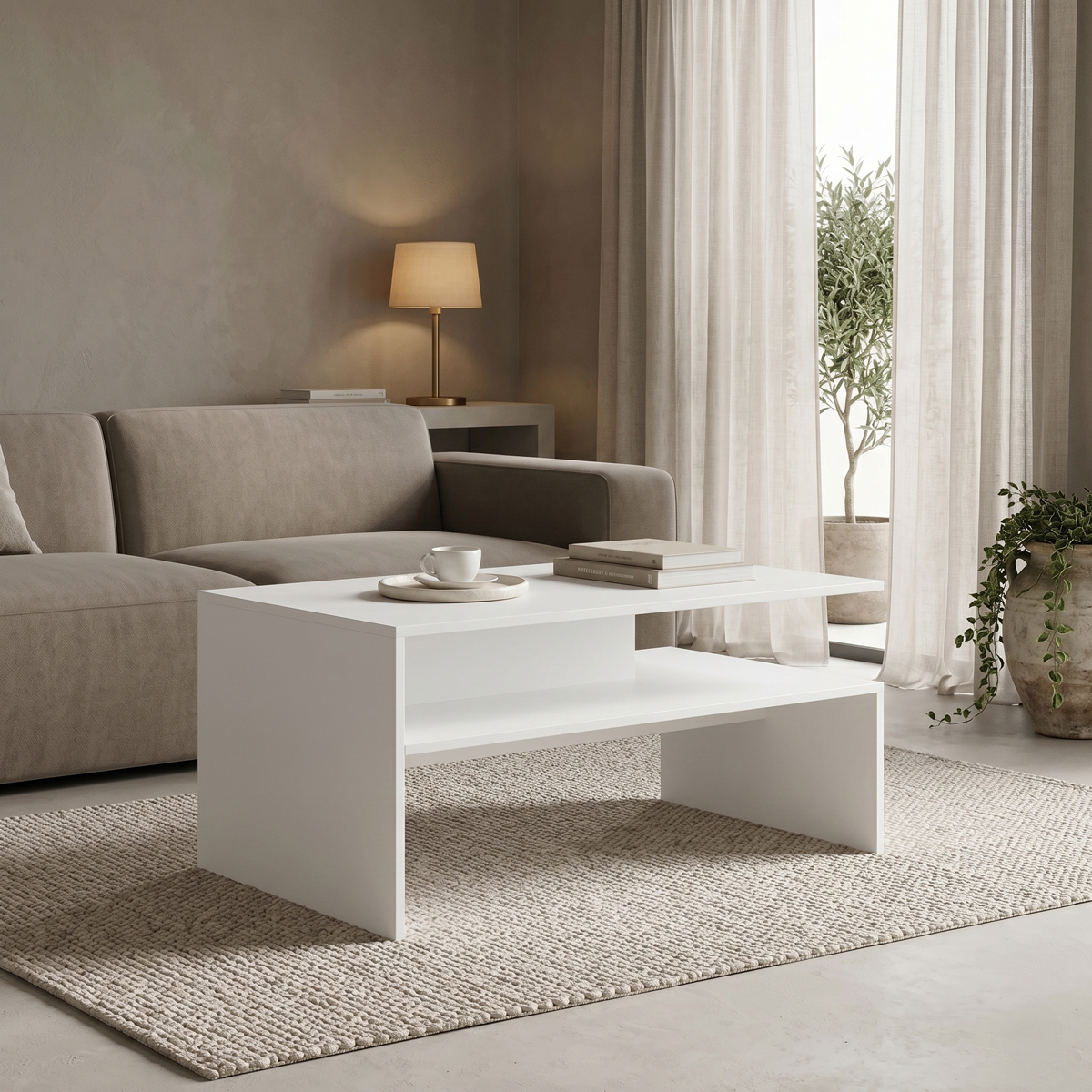 230-000294 Coffee table Coffa white 90x60x45cm - Слика 1