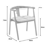 Gernine armchair black solid beech wood with rope 56x49x73cm - Слика 2