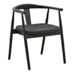 Gernine armchair black solid beech wood with rope 56x49x73cm
