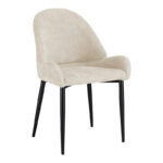 Chair Finda white fabric with black metal leg 59x54x86.5cm