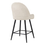 Mid height bar stool Finda white fabric with black metal leg 54x51x102cm - Слика 2
