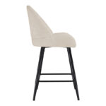 Mid height bar stool Finda white fabric with black metal leg 54x51x102cm - Слика 3