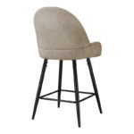 Mid height bar stool Finda beige fabric with black metal leg 54x51x102cm - Слика 2