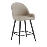 Mid height bar stool Finda beige fabric with black metal leg 54x51x102cm