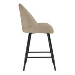 Mid height bar stool Finda beige fabric with black metal leg 54x51x102cm - Слика 3