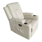 Relax armchair with massage mechanism Gessel fabric beige 80x90x98cm