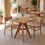 Cadrada table teak wood in natural shade 70x70x76cm