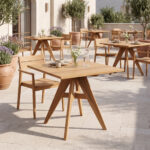 Cadrada table teak wood in natural shade 80x80x76cm