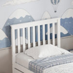 Bed Benia with trundle bed pine wood in white color 90x190cm - Image 6