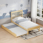 Bed Benia with trundle bed pine wood in natural color 90x190cm - Image 2