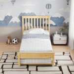 Bed Benia with trundle bed pine wood in natural color 90x190cm - Image 4