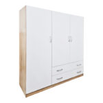 Three-leaf wardrobe with 2 drawers Alvia white with sonoma 150x51x180cm - Слика 3
