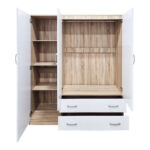 Three-leaf wardrobe with 2 drawers Alvia white with sonoma 150x51x180cm - Слика 4