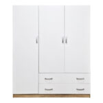 Three-leaf wardrobe with 2 drawers Alvia white with sonoma 150x51x180cm - Слика 5