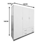 Three-leaf wardrobe with 2 drawers Alvia white with sonoma 150x51x180cm - Слика 6