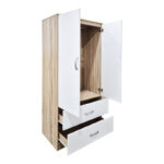 Double-leaf wardrobe with 2 drawers Alvia white with sonoma 80x51.5x180cm - Слика 2