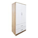 Double-leaf wardrobe with 2 drawers Alvia white with sonoma 80x51.5x180cm - Слика 3