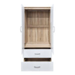 Double-leaf wardrobe with 2 drawers Alvia white with sonoma 80x51.5x180cm - Слика 4